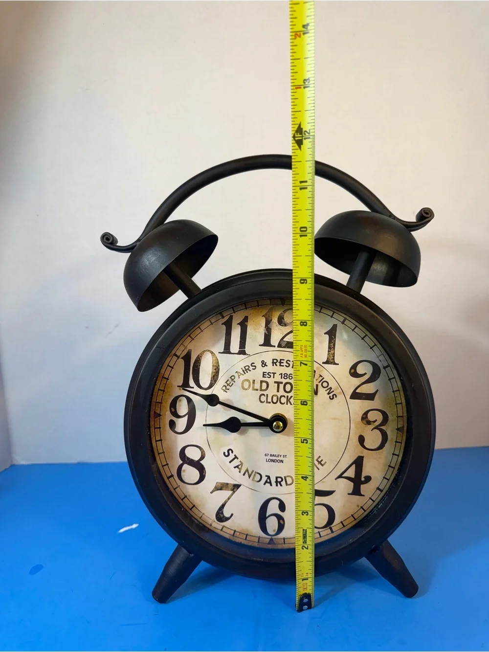 Black Vintage Twin-Bell Wall Clock - Standard Time